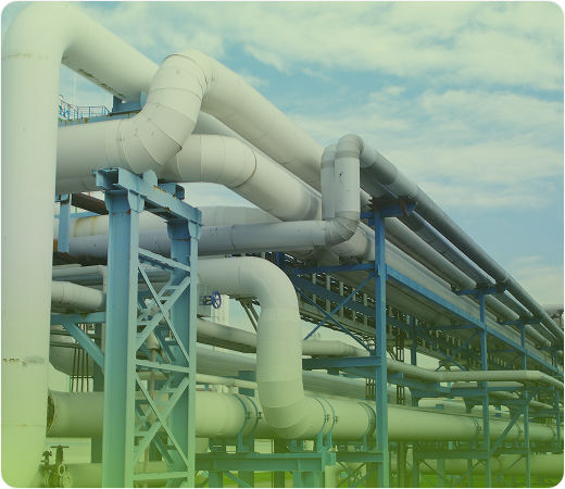 Large industrial oil and gas pipeline system under the sky